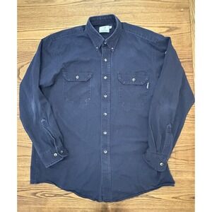 Tyndale FR Men's XL Navy 8 Cal 2 Cat NFPA 2112 Long Sleeve Button‎ Shirt